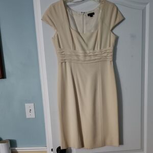 Tahari Cream Cap Sleeve Midi Dress